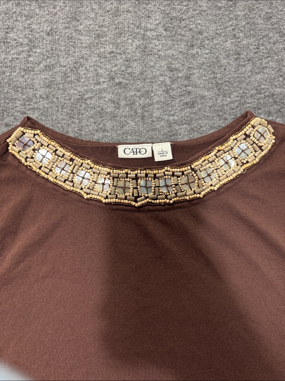 Cato Brown Jeweled Neck Sleeveless Camisole - Picture 3 of 3